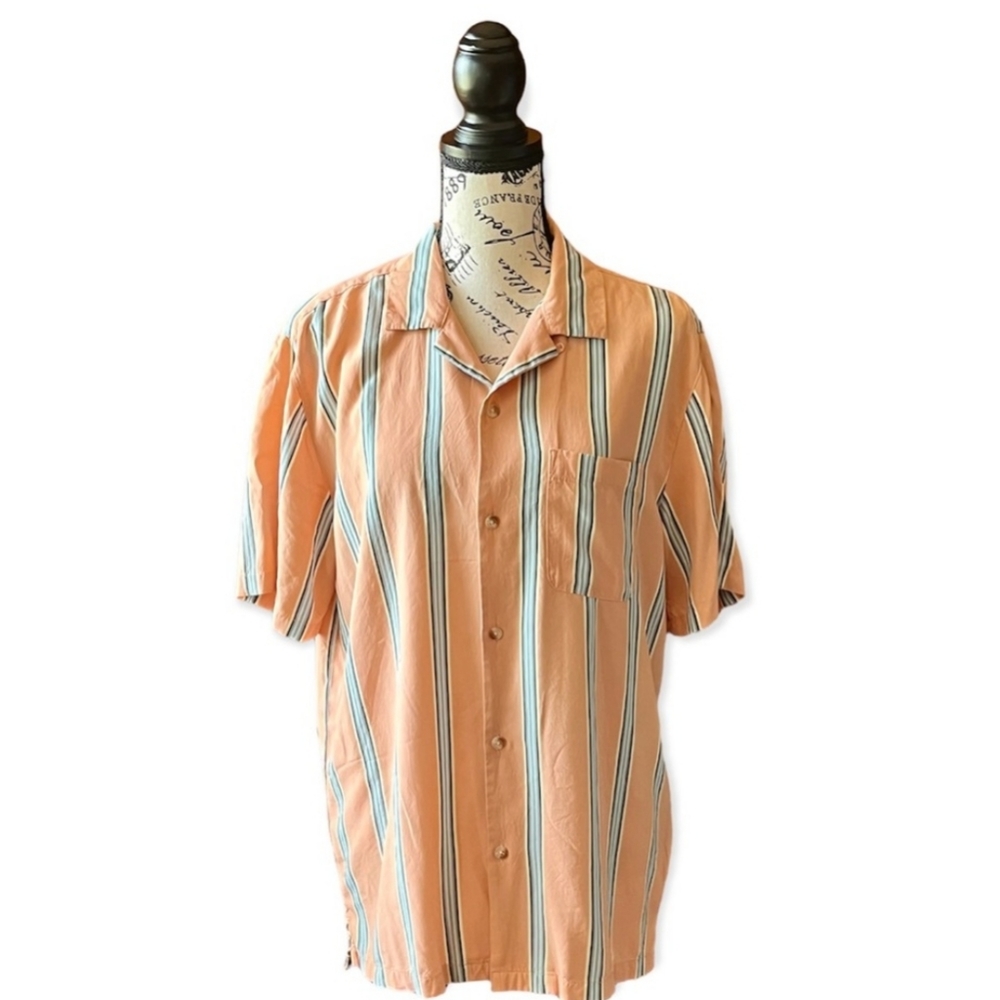 Urban Outfitters Stripe Rayon Short Sleeve Button-Down Shirt Men’s